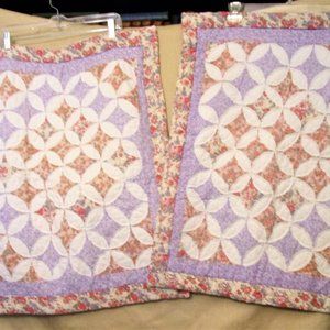 Pair QUILTED PILLOW SHAMS Fit Standard Pillows Shabby Chic Cottagecore Beddin